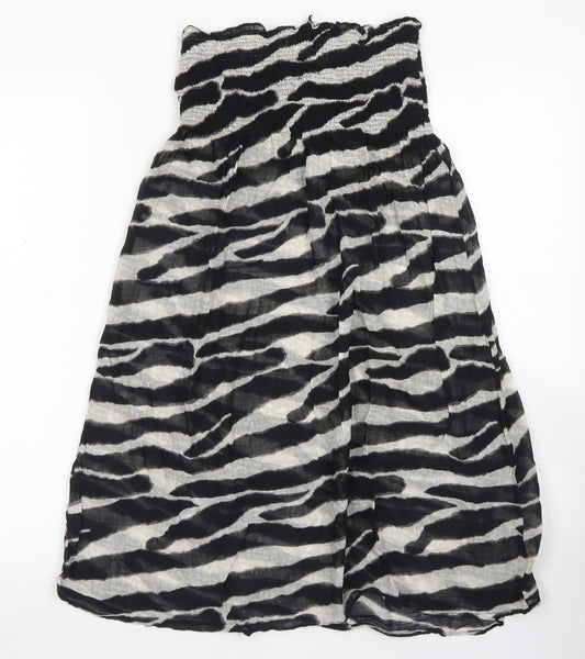 Ocean Club Womens Black Animal Print Cotton Fit & Flare  Size 10  Off the Shoulder  - Bandeau