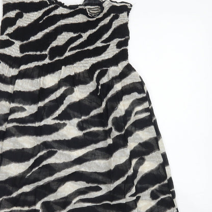 Ocean Club Womens Black Animal Print Cotton Fit & Flare  Size 10  Off the Shoulder  - Bandeau