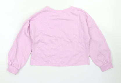 Matalan Girls Pink  Cotton Pullover Sweatshirt Size 7 Years   - Cropped, Pegasus