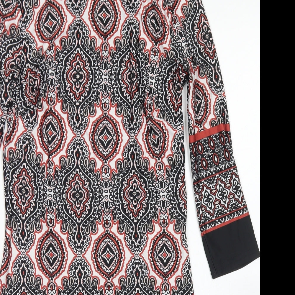 Atmosphere Womens Black Batik Polyester Shift  Size 8  Round Neck