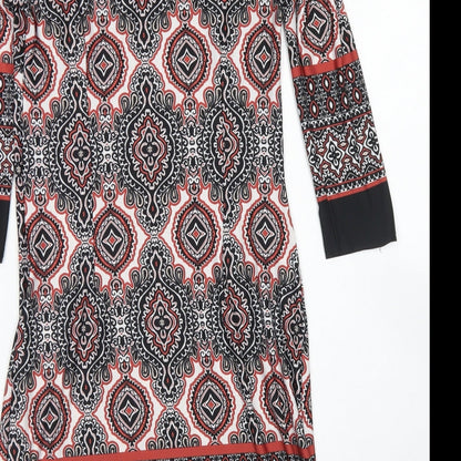 Atmosphere Womens Black Batik Polyester Shift  Size 8  Round Neck