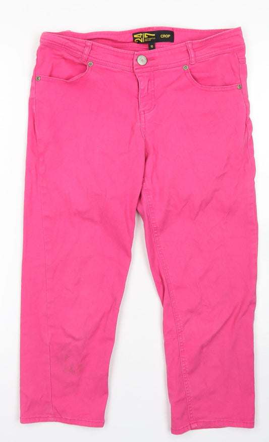 24/7 Womens Pink  Cotton Cropped Jeans Size 10 L20 in Regular Button