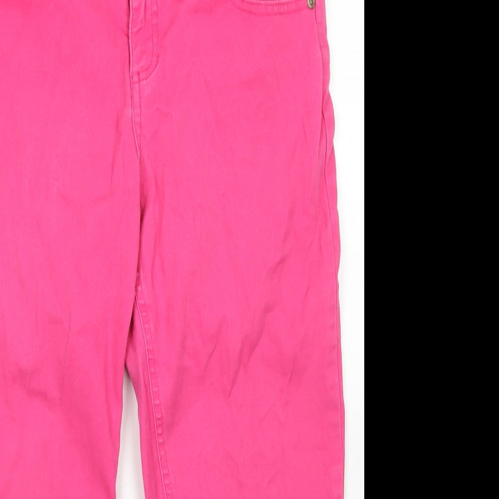 24/7 Womens Pink  Cotton Cropped Jeans Size 10 L20 in Regular Button