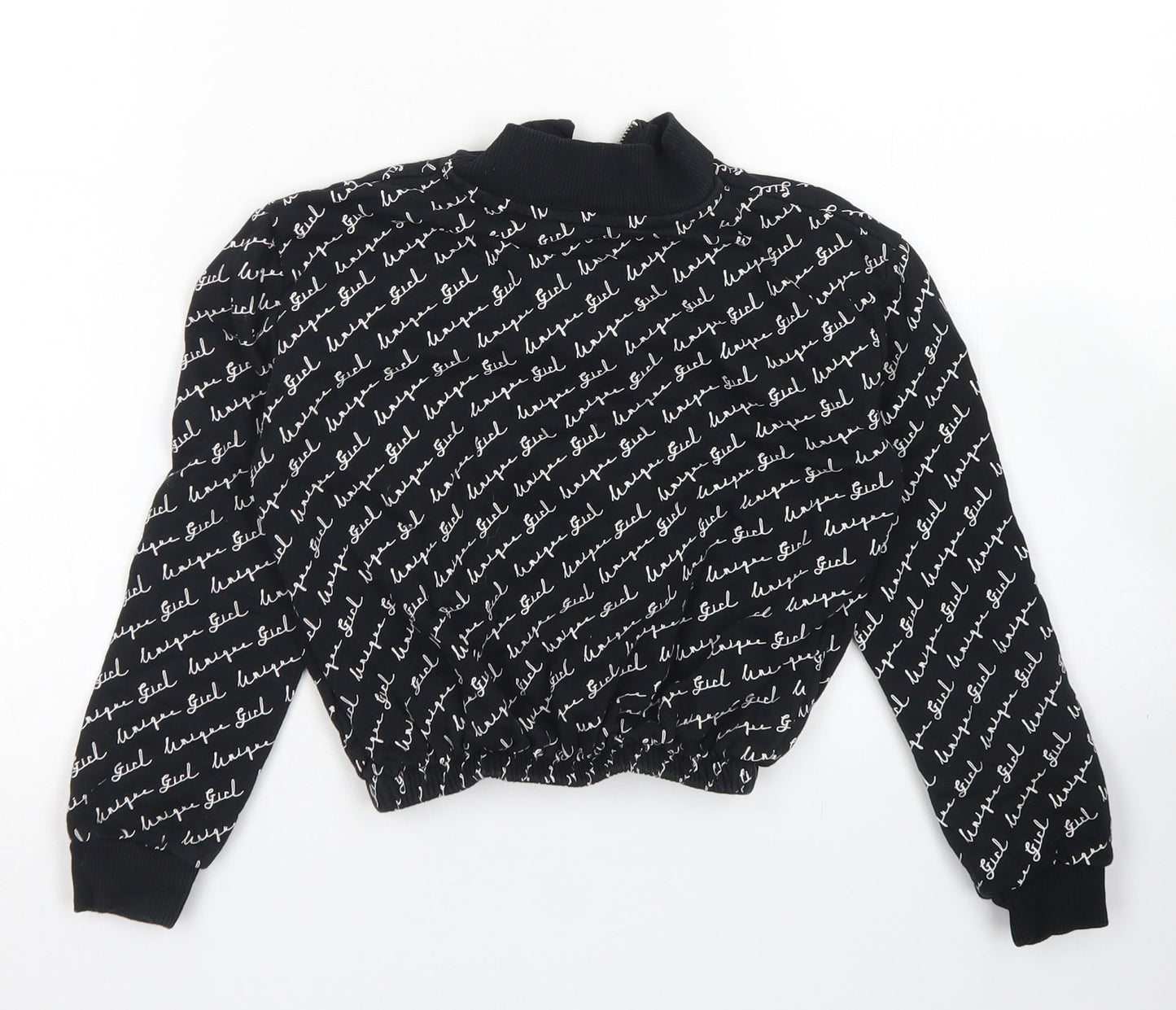 George Girls Black Striped Cotton Pullover Sweatshirt Size 8-9 Years   - Cropped