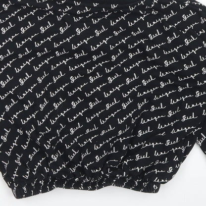 George Girls Black Striped Cotton Pullover Sweatshirt Size 8-9 Years   - Cropped