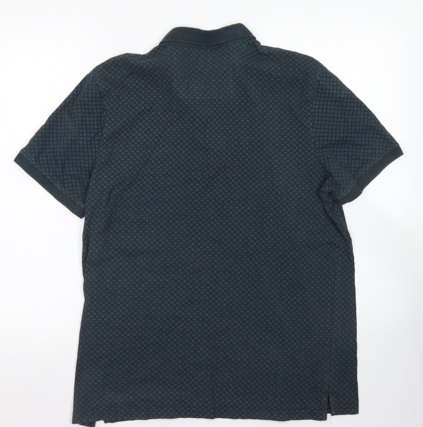 F&F Mens Blue Argyle/Diamond Cotton  Polo Size L Collared Button