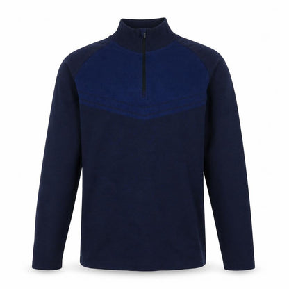 Front view of WorkOut men’s blue polyester pullover sweatshirt, size M