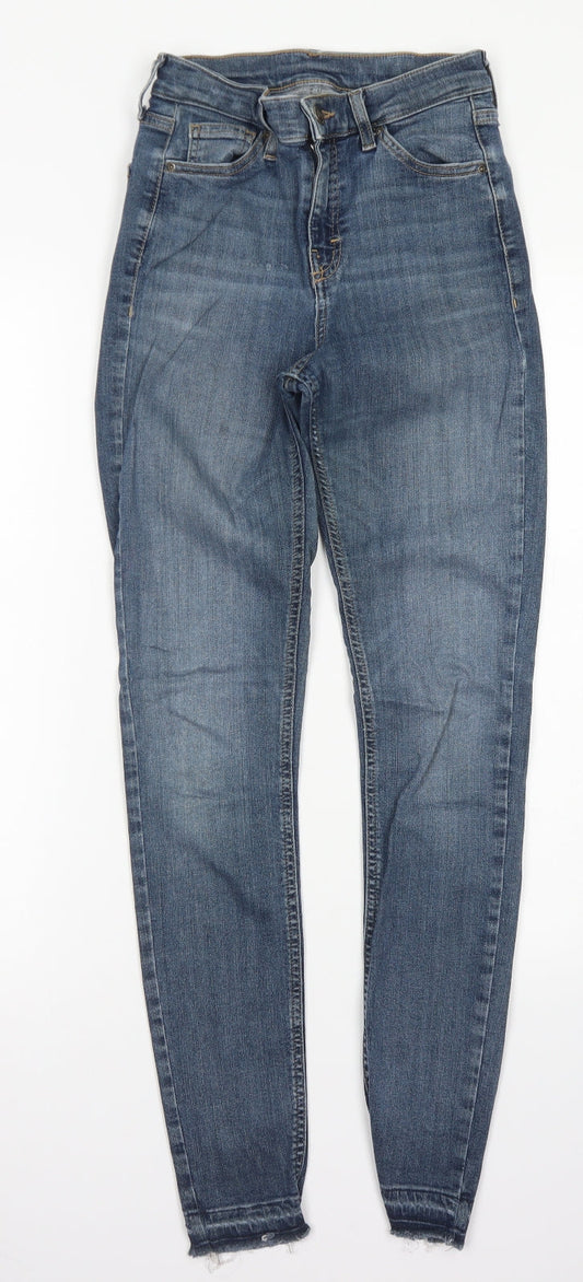 Topshop Womens Blue  Cotton Skinny Jeans Size 26 in L32 in Regular Button