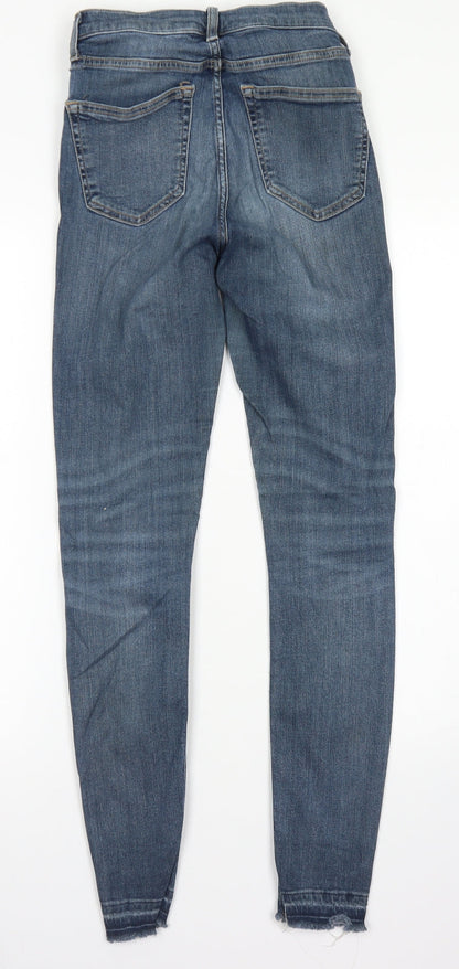 Topshop Womens Blue  Cotton Skinny Jeans Size 26 in L32 in Regular Button