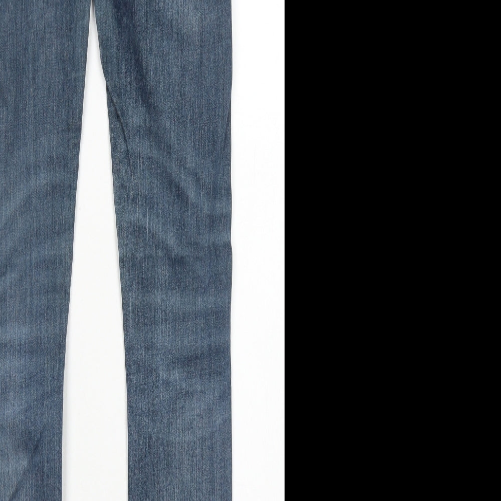 Topshop Womens Blue  Cotton Skinny Jeans Size 26 in L32 in Regular Button