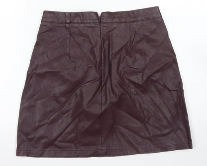 New Look Womens Purple  Polyurethane A-Line Skirt Size 8   Zip