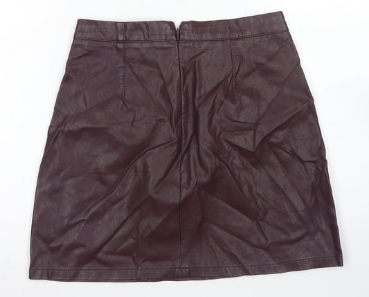 New Look Womens Purple  Polyurethane A-Line Skirt Size 8   Zip