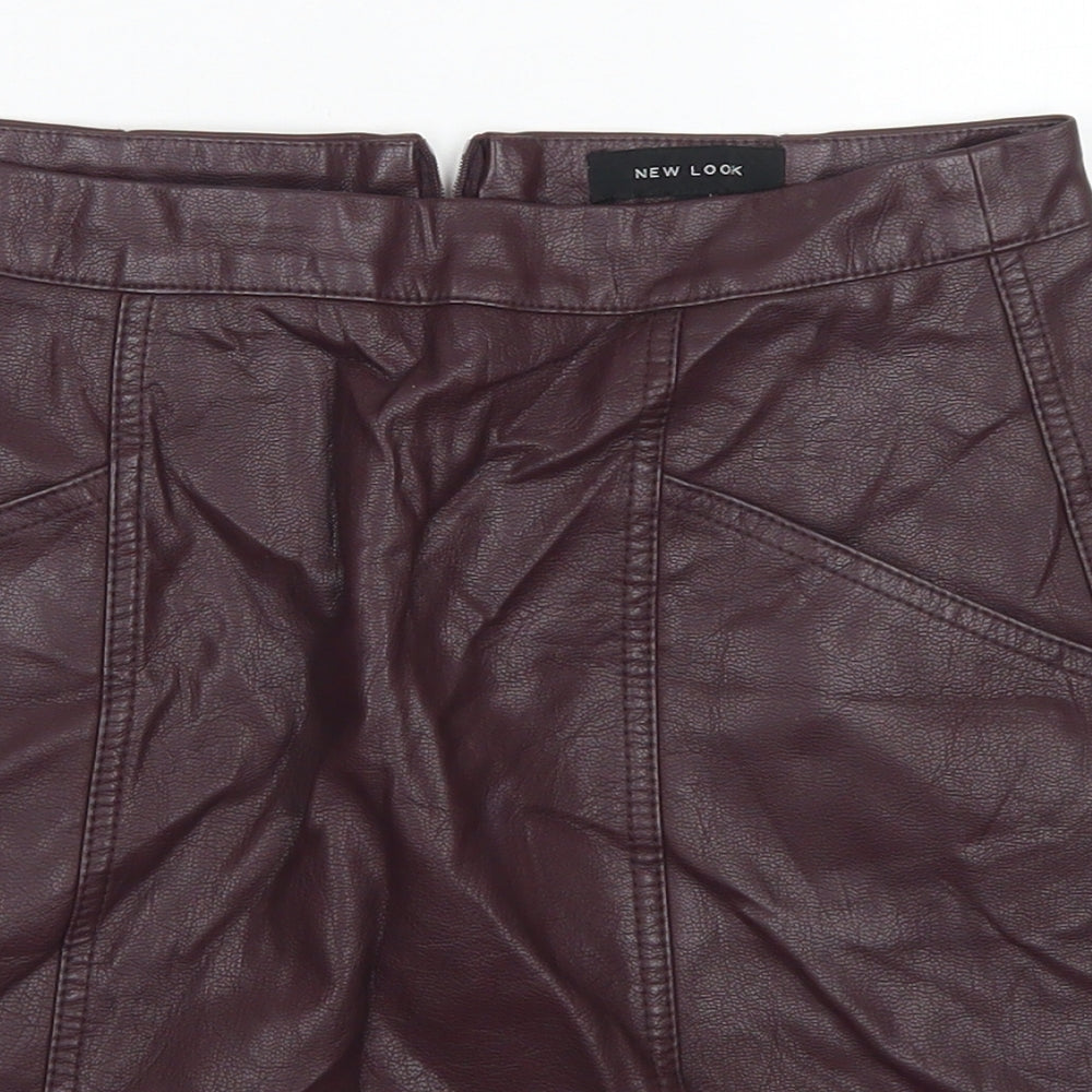 New Look Womens Purple  Polyurethane A-Line Skirt Size 8   Zip