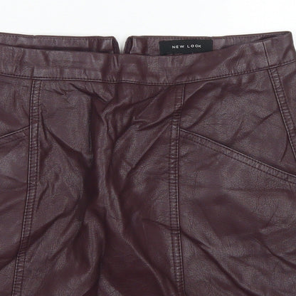 New Look Womens Purple  Polyurethane A-Line Skirt Size 8   Zip