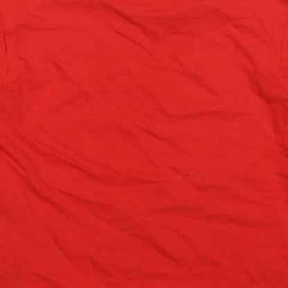 George Boys Red  Cotton Basic T-Shirt Size 4-5 Years Crew Neck Pullover - Children in Need