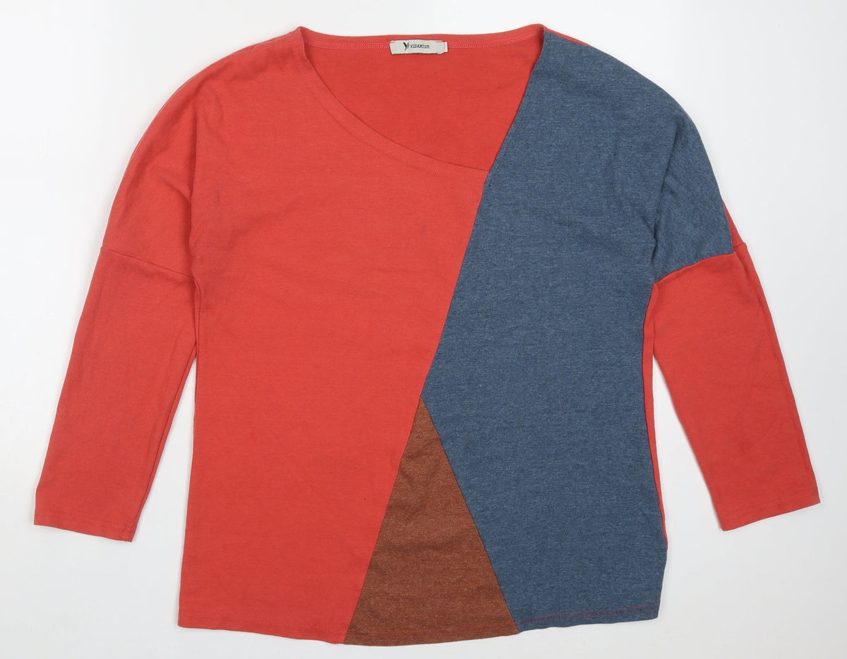Additional front view of Yidarton women’s multicoloured colourblock cotton pullover sweatshirt, size L, pullover