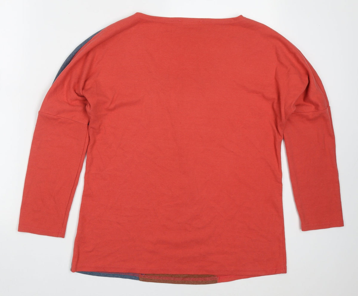 Back view of Yidarton women’s multicoloured colourblock cotton pullover sweatshirt, size L, pullover