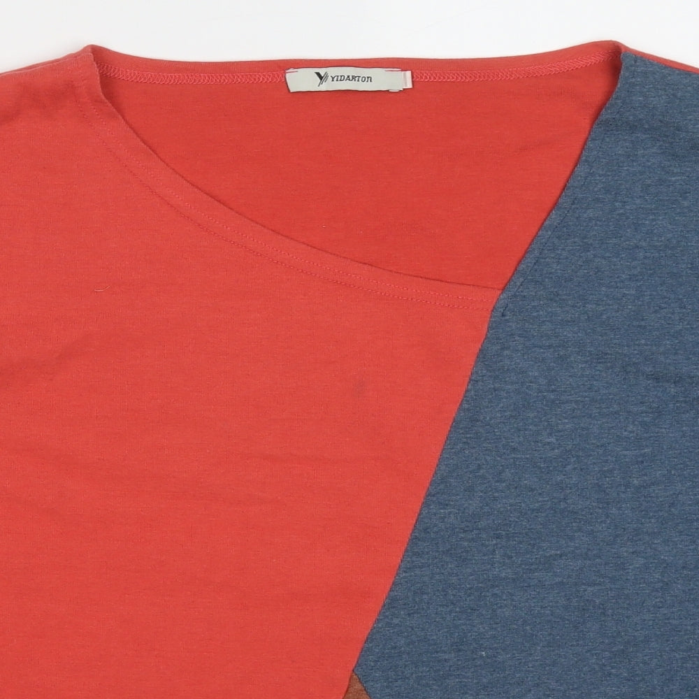 Close-up detail of Yidarton women’s multicoloured colourblock cotton pullover sweatshirt, size L, pullover