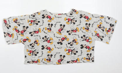 Back view of Primark women’s grey solid cotton top pyjama top, size UK 12, - mickey mouse