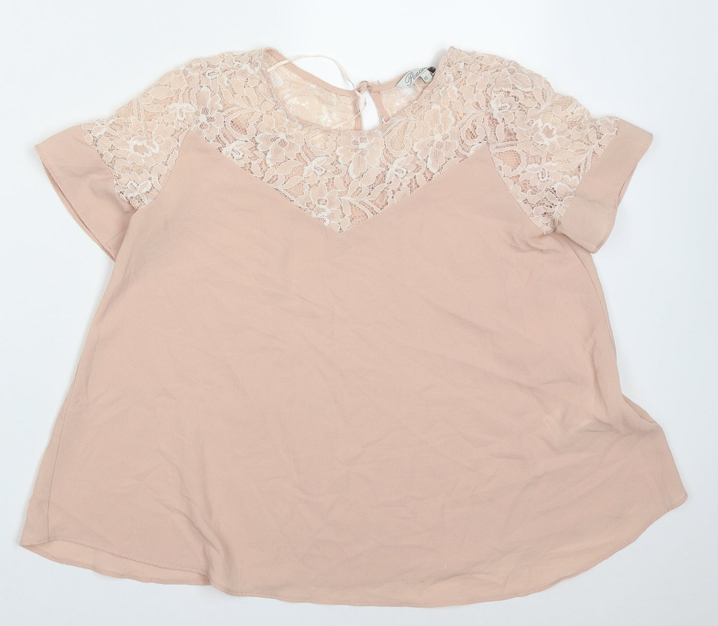 Peacocks Womens Pink  Polyester Basic Blouse Size 10 Off the Shoulder