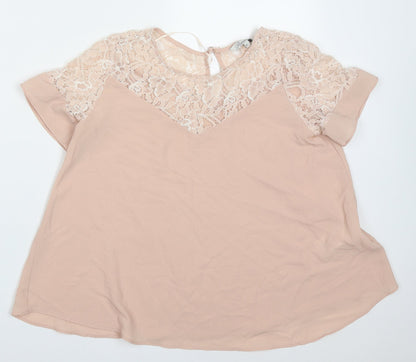 Peacocks Womens Pink  Polyester Basic Blouse Size 10 Off the Shoulder
