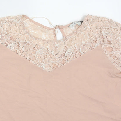 Peacocks Womens Pink  Polyester Basic Blouse Size 10 Off the Shoulder