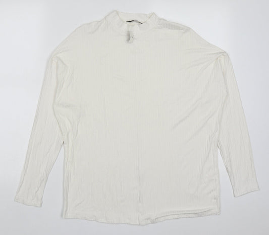 George Womens White Round Neck  Viscose Pullover Jumper Size 12