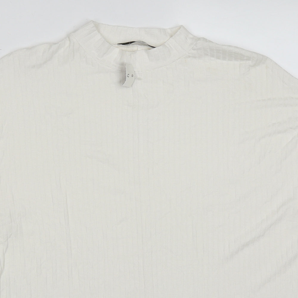 George Womens White Round Neck  Viscose Pullover Jumper Size 12