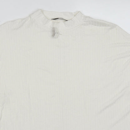 George Womens White Round Neck  Viscose Pullover Jumper Size 12