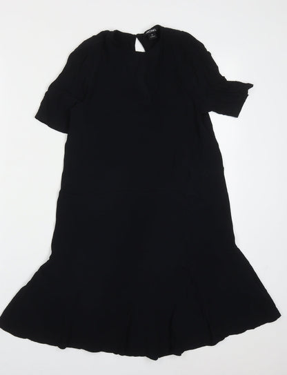 Monki Womens Black  Viscose A-Line  Size XS  Round Neck Button