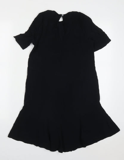 Monki Womens Black  Viscose A-Line  Size XS  Round Neck Button