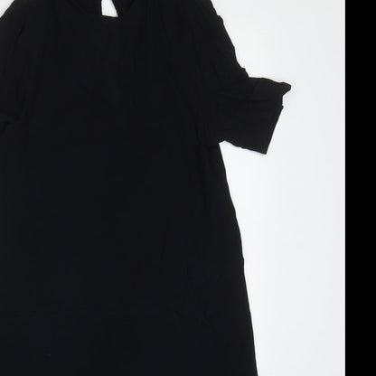 Monki Womens Black  Viscose A-Line  Size XS  Round Neck Button