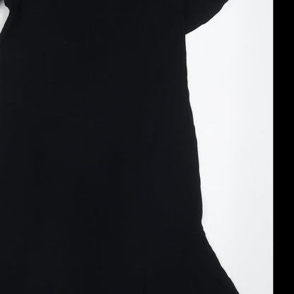 Monki Womens Black  Viscose A-Line  Size XS  Round Neck Button