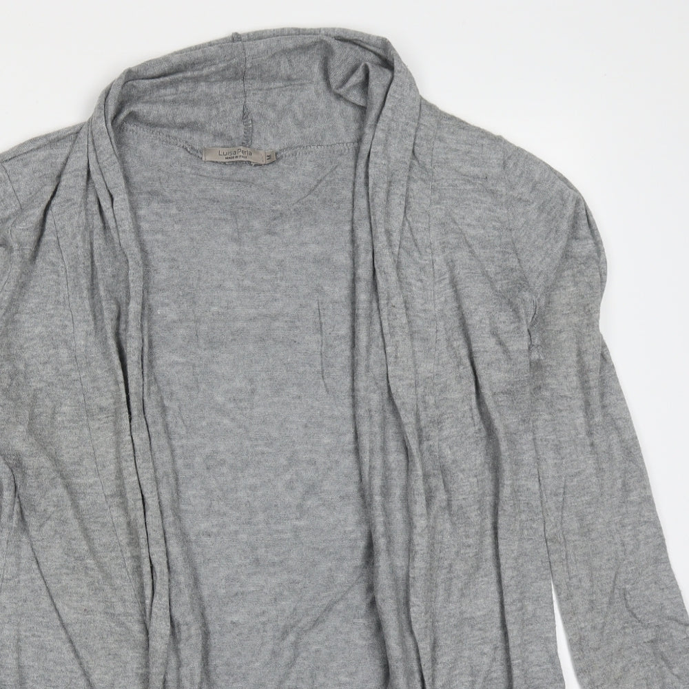 Luisa Perla Womens Grey V-Neck  Acrylic Cardigan Jumper Size M