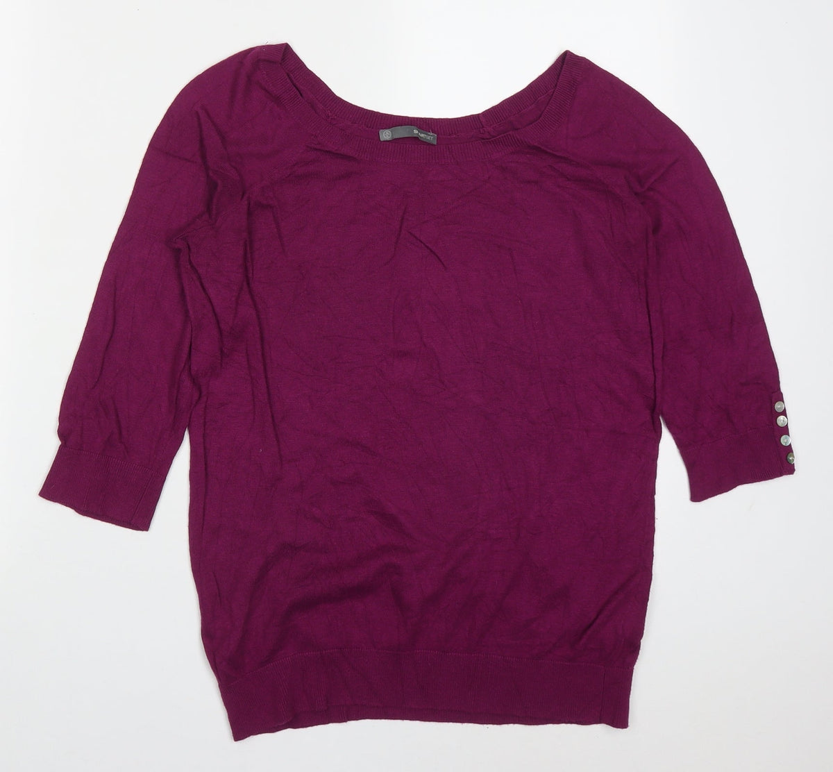 Additional front view of Smartset men’s purple round neck nylon jumper, size L