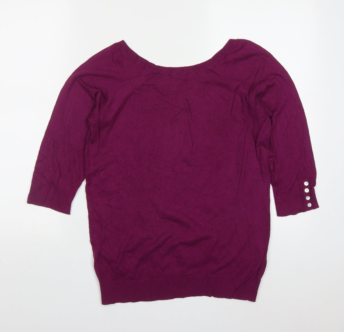 Back view of Smartset men’s purple round neck nylon jumper, size L