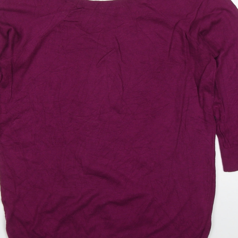 Brand and care label for Smartset men’s purple round neck nylon jumper, size L