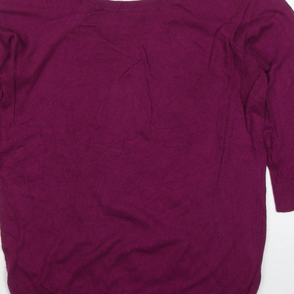 Brand and care label for Smartset men’s purple round neck nylon jumper, size L