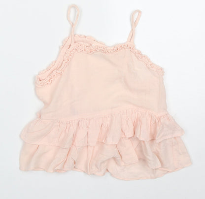 NEXT Girls Pink  Viscose Basic Tank Size 4-5 Years Round Neck Pullover