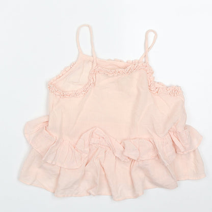 NEXT Girls Pink  Viscose Basic Tank Size 4-5 Years Round Neck Pullover