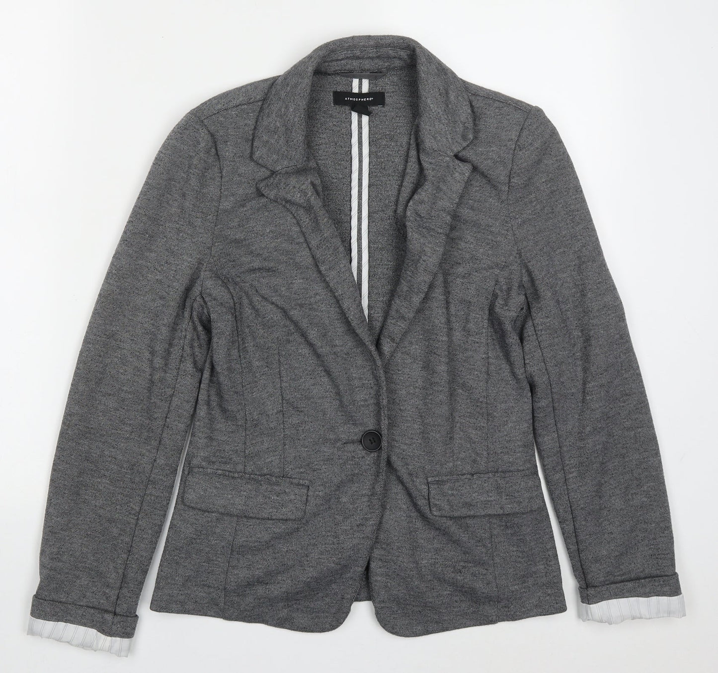 Atmosphere Womens Grey  Polyester Jacket Blazer Size 10