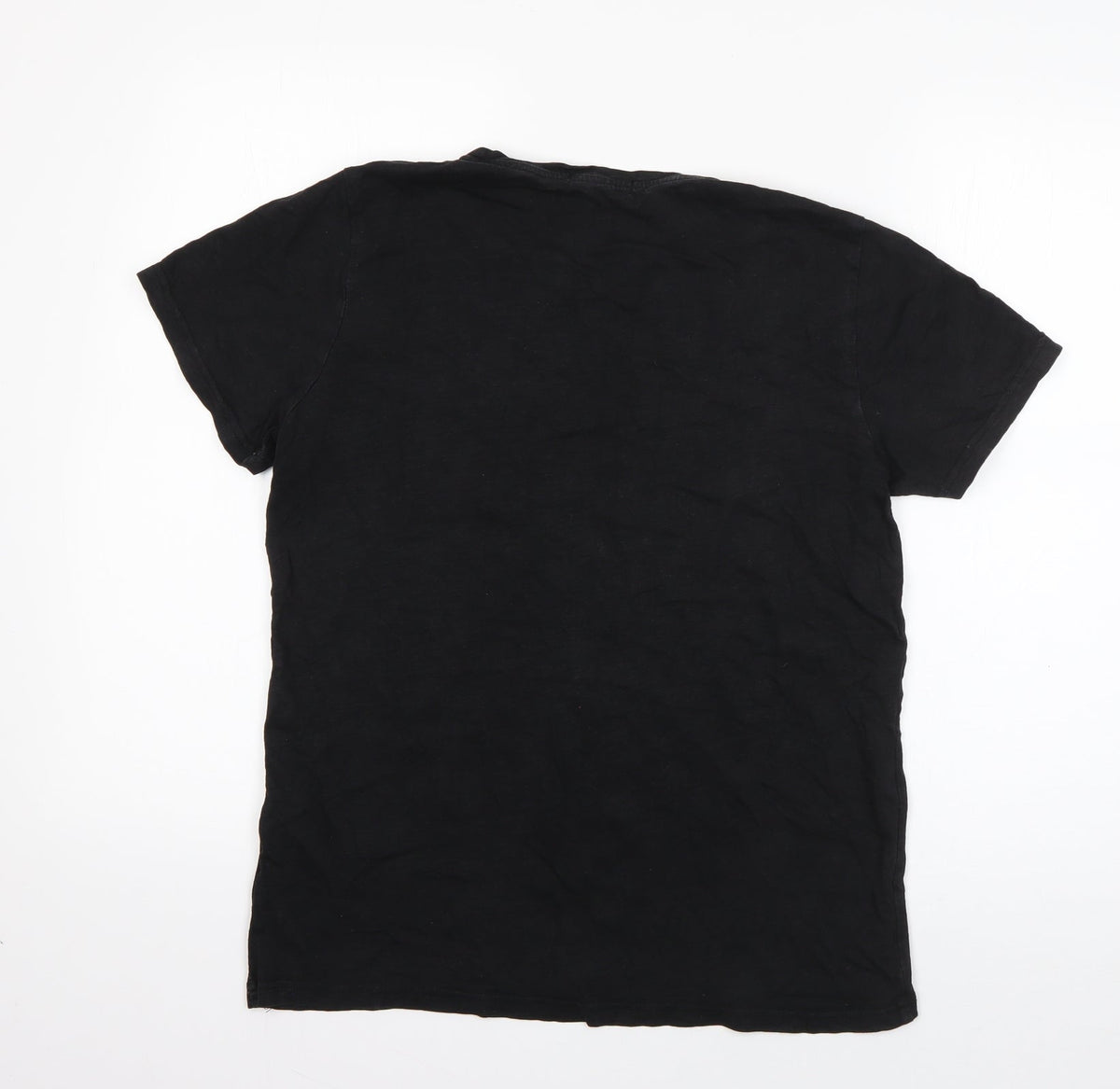 Back view of Jevasan boys’ black cotton basic t-shirt, size M, round neck pullover