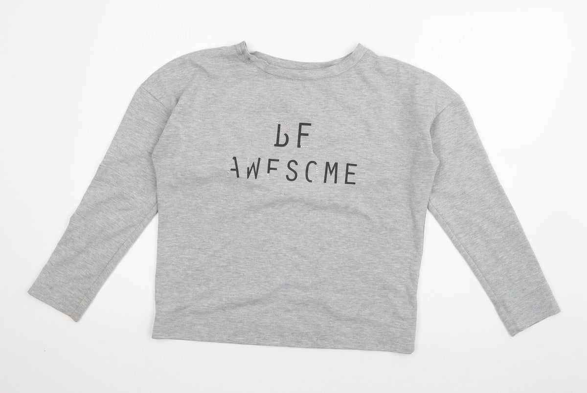 Additional front view of George women’s grey cotton pullover sweatshirt, size UK 8, pullover - be awesome