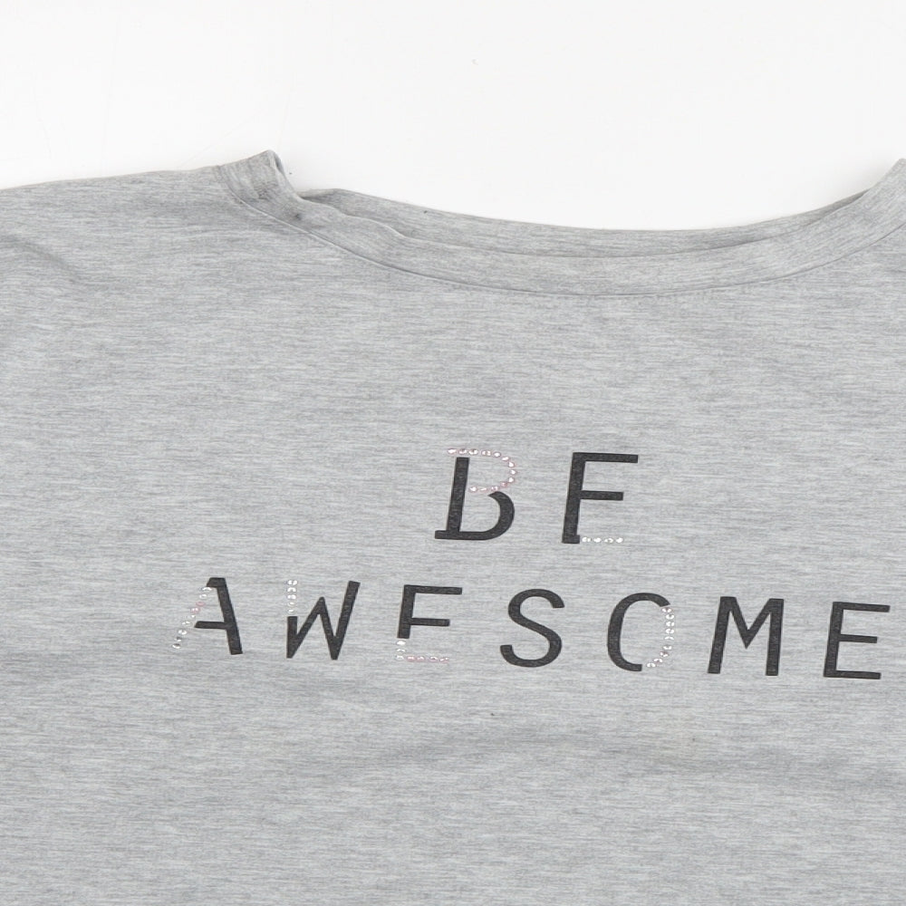 Close-up detail of George women’s grey cotton pullover sweatshirt, size UK 8, pullover - be awesome