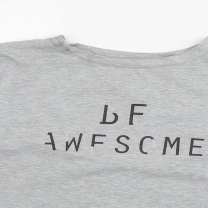 Close-up detail of George women’s grey cotton pullover sweatshirt, size UK 8, pullover - be awesome