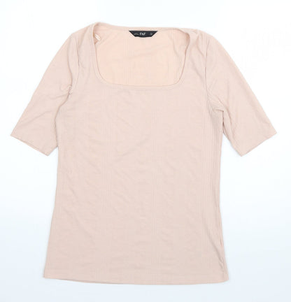 F&F Womens Pink  Cotton Basic T-Shirt Size 12 Scoop Neck