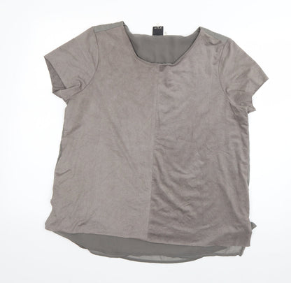 Womens UK Size M ecru Grey Basic T-Shirt