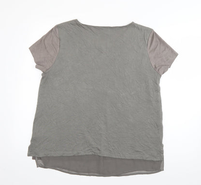 Womens UK Size M ecru Grey Basic T-Shirt