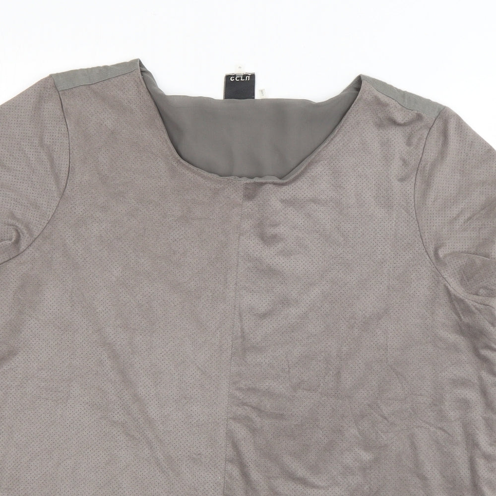 Womens UK Size M ecru Grey Basic T-Shirt