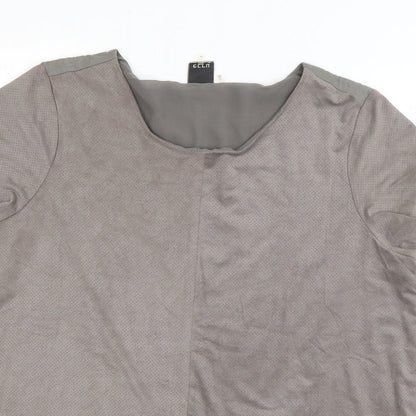 Womens UK Size M ecru Grey Basic T-Shirt